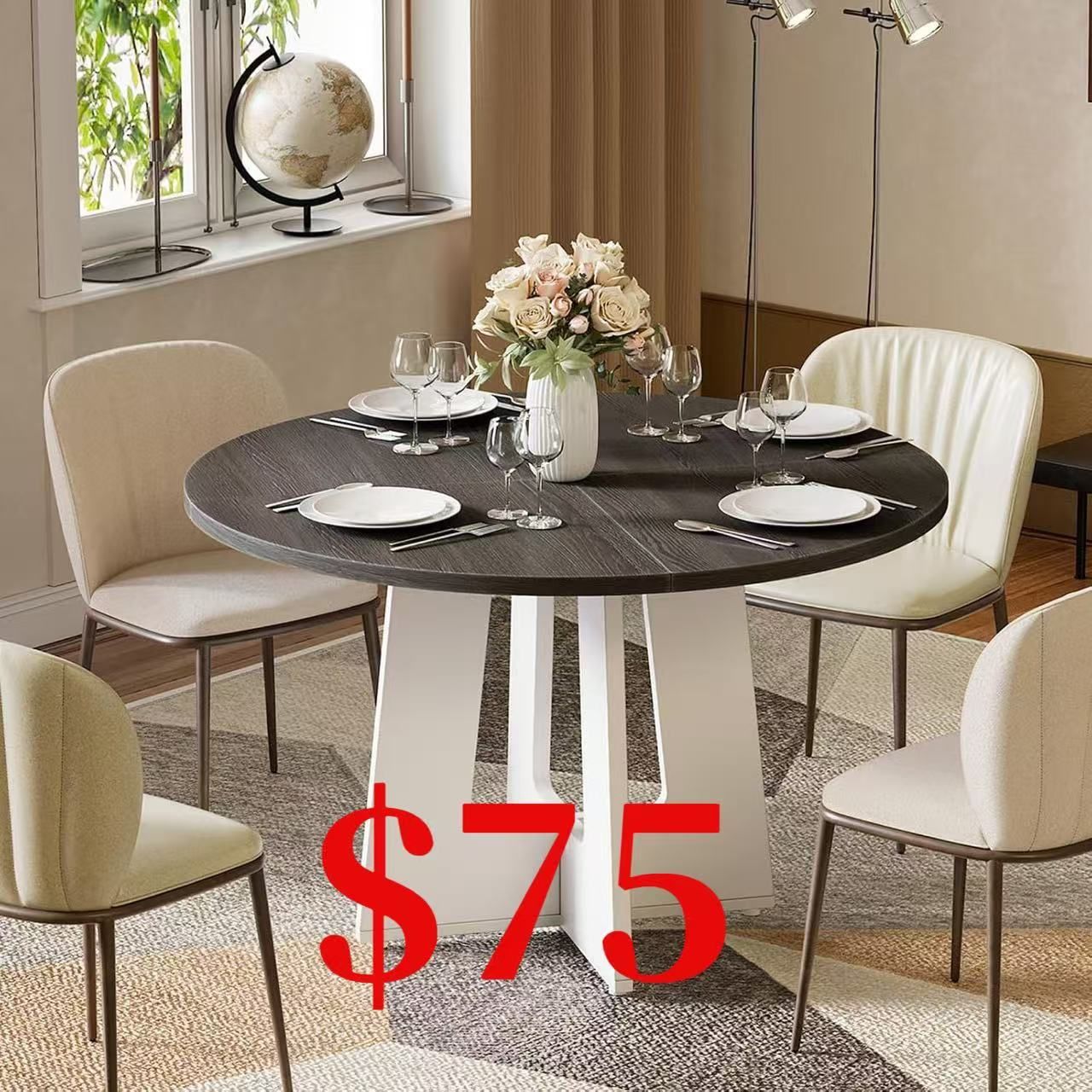 47 Inches Round Dining Table (Chairs Not Included)