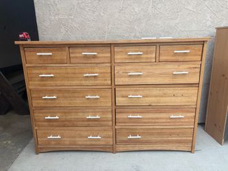Large Wood Tone Dresser with 12 Drawers