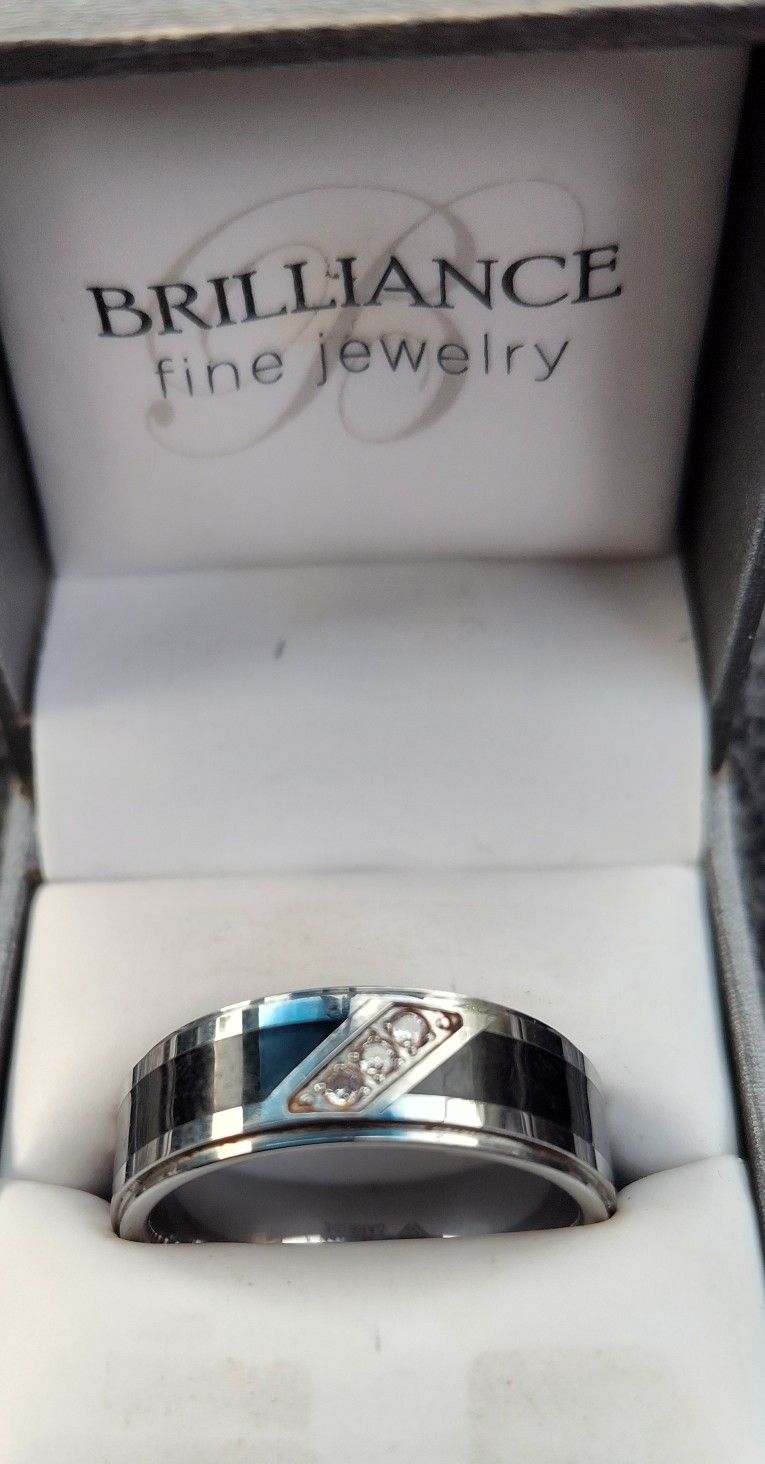 $15 Size 12 Men's Tungsten Ring With Diamonds 