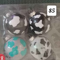 Cow Print Ornament Set Of 4