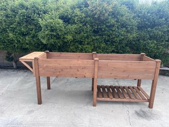 Large Raised Garden Bed Outdoor Wooden Planter Box with Storage Shelf