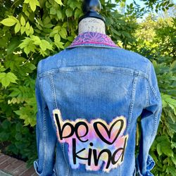 Pink Lace Collar enhanced be Kind stretch Jean jacked-Small