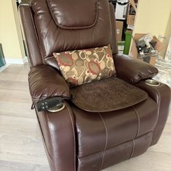 Electric Power Lift Recliner Chair Sofa with Massage for Elderly, 3 Positions, 2 Side Pockets, and Cup Holders, 