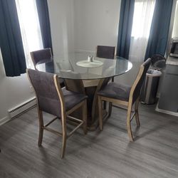 Glass Kitchen Table Set With 4 Chairs