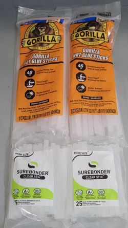 Gorilla Hot Glue Sticks and Surebonder Clear Sticks