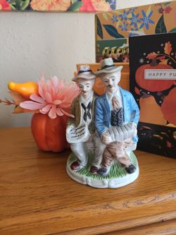Vintage Ceramic Figurine Two Men Seated