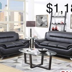 Gorgeous Black Loveseat and Sofa Set