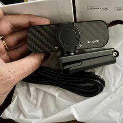 Webcam Full HD 1080P with Built-in Microphone and Rotatable Tripod, Carbon Fiber Board and Privacy Cover, Auto Light Correction, Adjustable FOV, Plug&