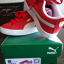 Kids Red Suede Puma Sneakers Size 11