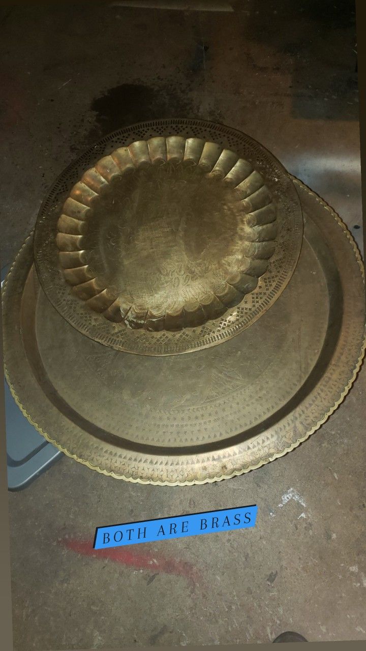 2- Big Brass Tray. ..SOLID BRASS. 75 for Both
