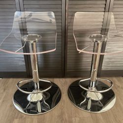 BRAND NEW!! Transparent / Clear Acrylic /Chrome Ghost Low Back Swivel Barstools ARE BACK!!!  $$85