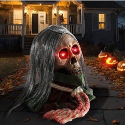 NEW - Halloween Animatronic Creepy Moving Skeleton Prop with Sounds and Flashing Red Eyes