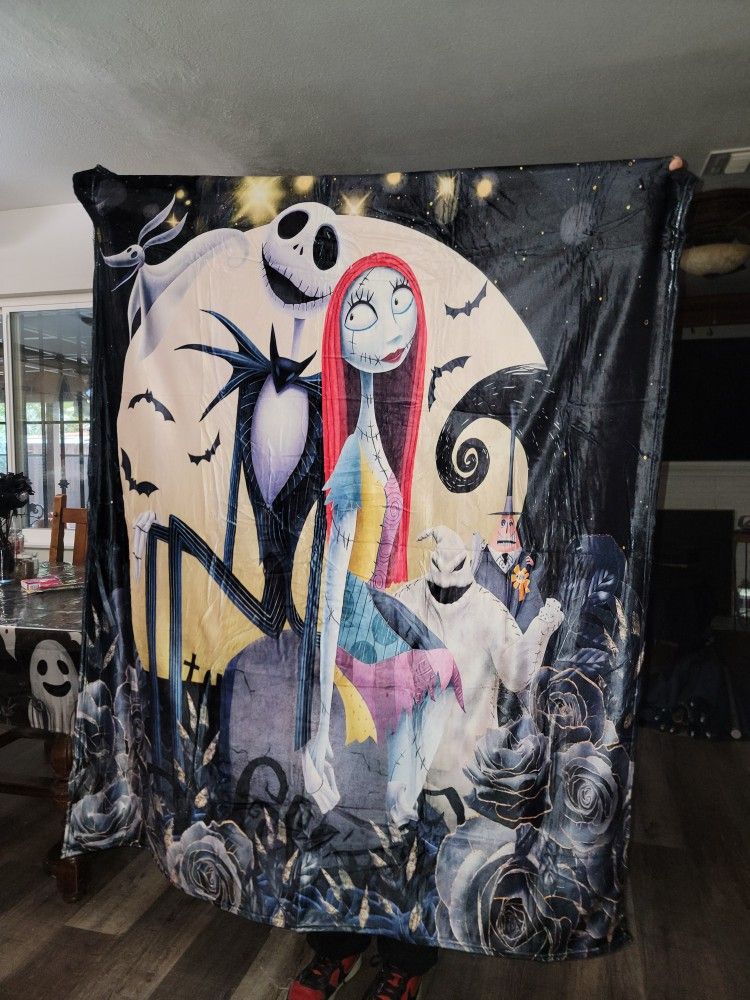 Disney Jack & Sally Nightmare Before Christmas Blanket Size 54"x64" Brand New 