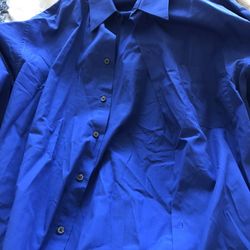Alfani Large 16.5 34/35  100%  Cotton Blue Long sleeve Dress Shirt
