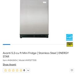 Avanti 5.2 cu. ft. Mini Fridge – ENERGY STAR Stainless Steel