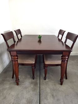 Dark Wood Dining Table 4 Chairs