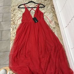Red Tulle Long Dress 