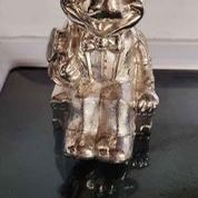 MICKEY MOUSE Bank Silver Plate Vintage DISNEY Metal Coin Bank 5" tall x 3" wide