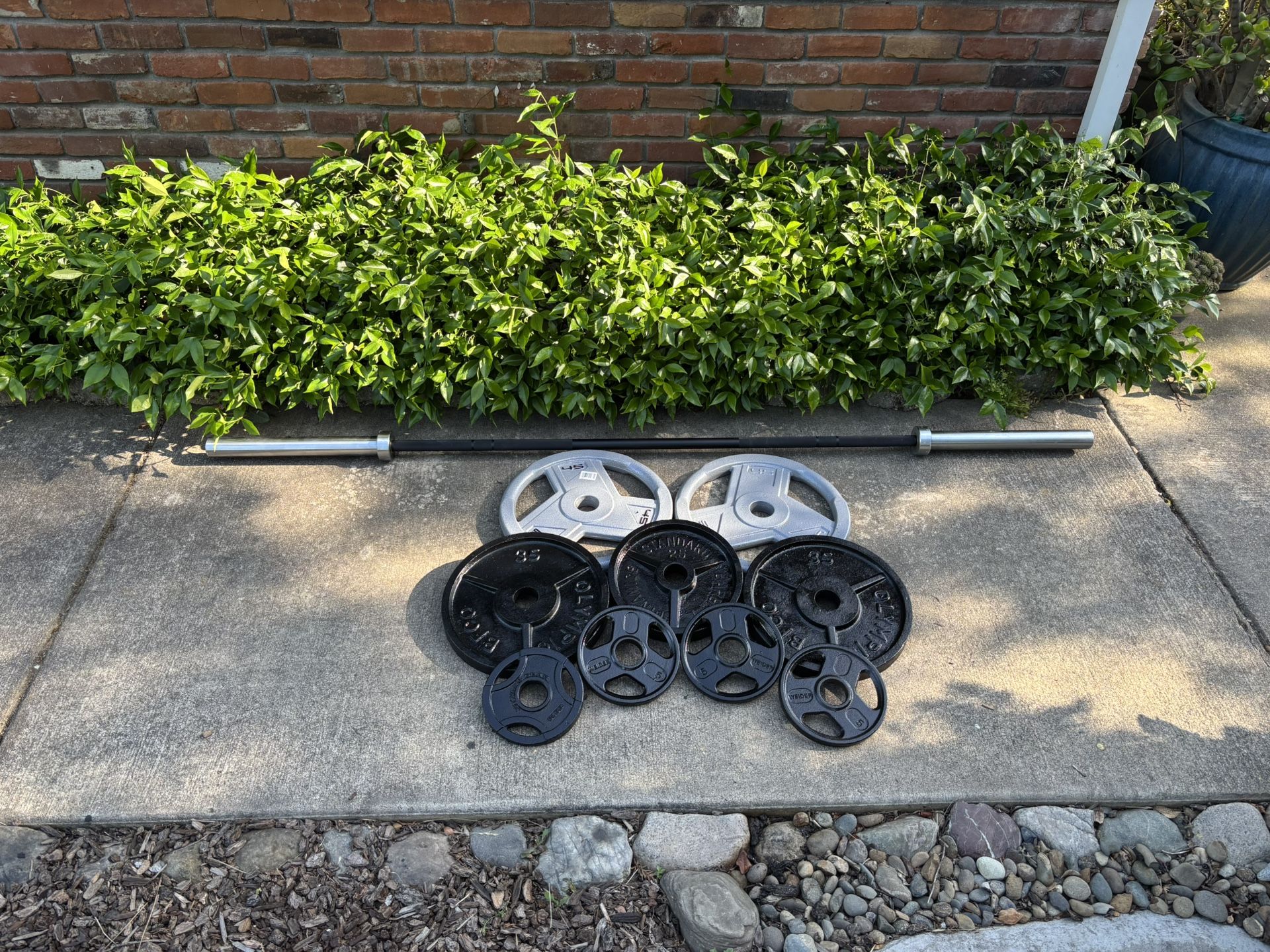 Olympic 2” Weight Set 205lbs + Brand New Barbell