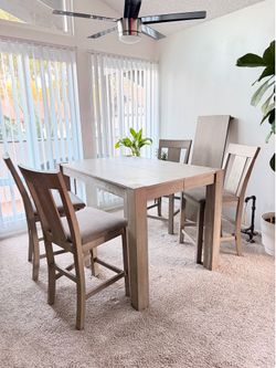Counter Height Dining Table 8 Piece Set with 4 Chairs, 2 Stools and Leaf