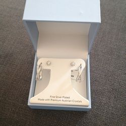Silver Plated Earrings And Diamond Studs 