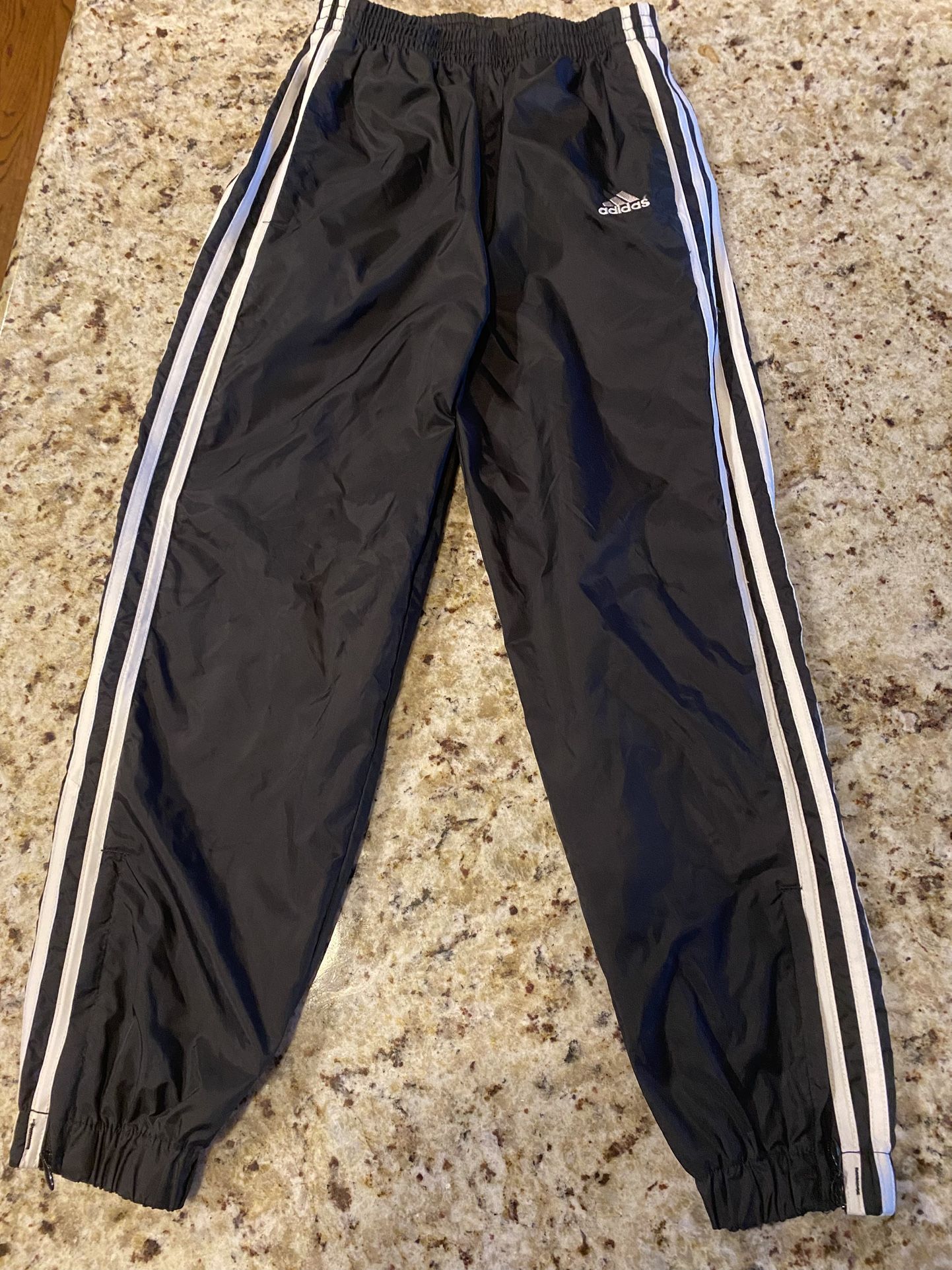 Adidas Youth XL Track Pants – Black with White Stripes