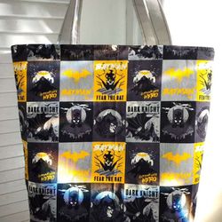 Batman Lunch Bag Size Lined Tote Bag, Made To Order