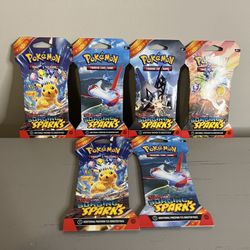 Pokémon TCG 6 Surging Sparks Sleeved Booster Packs (Factory Sealed)