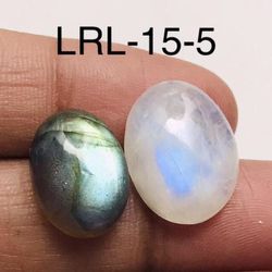 Labradorite & Rainbow Oval Shape-2Pc-Lot-LRL-15-5