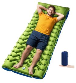 Inflatable Camping Sleeping Pad with Built-in Pillow