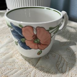 Flat Cup Mug Villeroy Boch Amapola Blue Orange Poppies Poppy Flower Germany 
