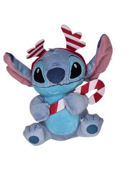 Disney Lilo & Stitch Christmas Holiday Cuddly Soft Stuffed Plush Toy Candy Cane