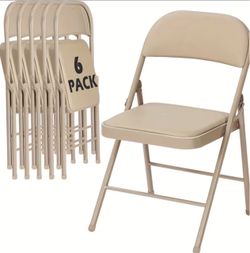 6 Pack Folding Chairs with Padded Cushion And Back