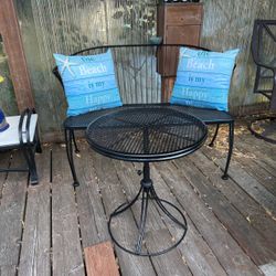 Wrought Iron Bench with side table