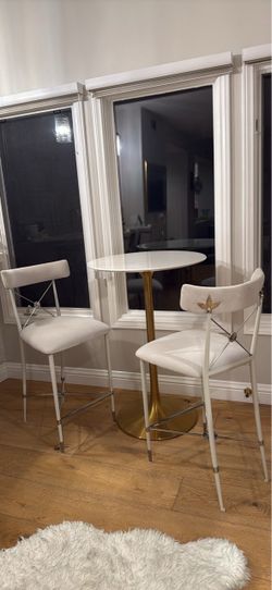 Rare!! Jonathan Adler Rider Counter Bar Stools in white and platinum!