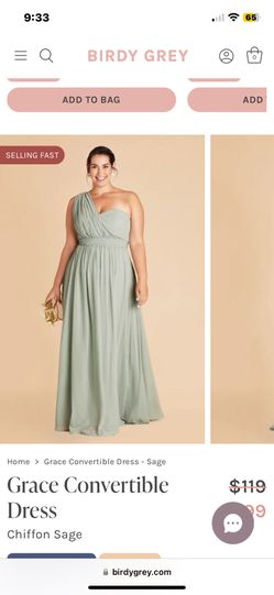 Sage Green Chiffon Bridesmaid Dress XL