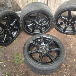 Mustang 19 Inch Rims And Tires 7 Spoke Gloss Black 