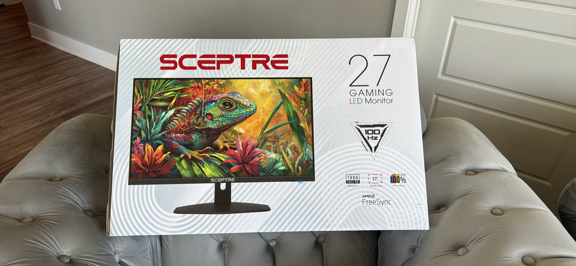 New PC monitor in its box is the latest model of gaming LED monitor.