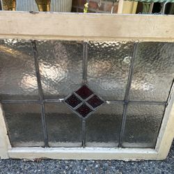 Antique Glass Window With Hooks For Hanging 