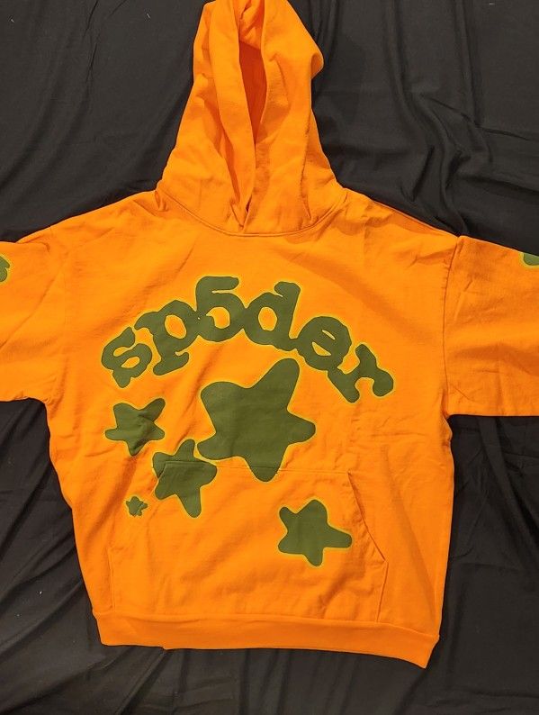 Sp5der Beluga Orange and Green Pullover Hoodie Sweatshirt