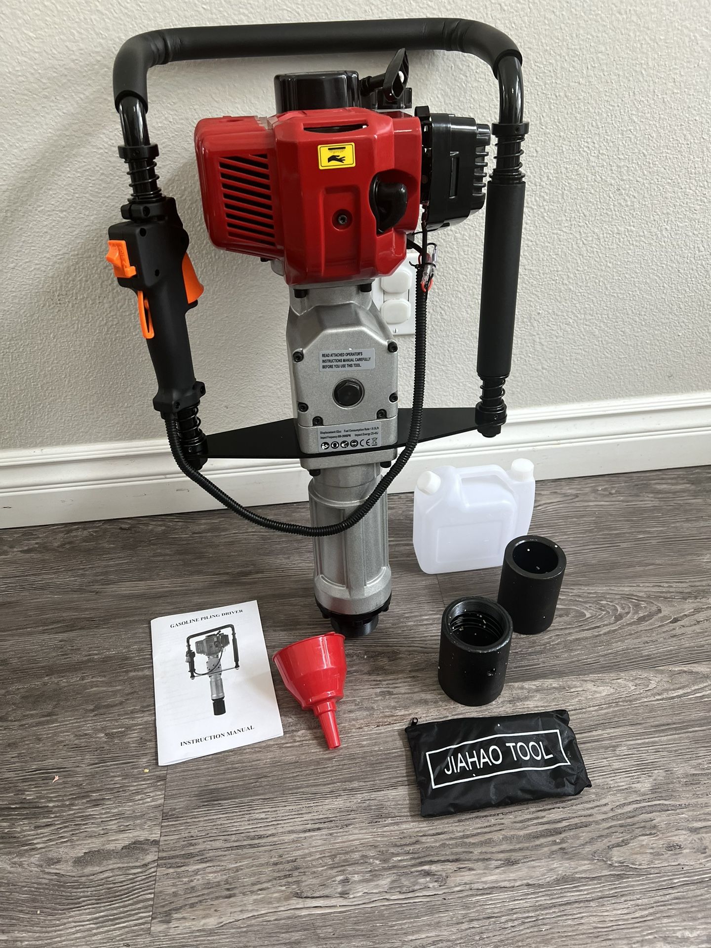 52CC 2 Stroke Gas Powered T Post Driver, 1900W Gas Powered Pile Driver ...