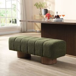 49.00-Inch Green Bouclé Upholstered Bench
