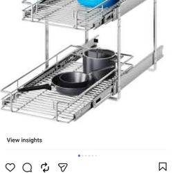 2 Tier Individual Pull Out Cabinet Organizer 10½” W x 18” D, Heavy Duty Cabinet Pull Out Shelves, Slide Out Drawers Organization for Kitchen Cabinets 