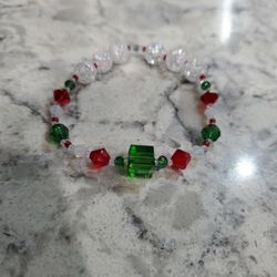 Christmas Hand Made Swarovski Crystal And Glass Bead Bracelet