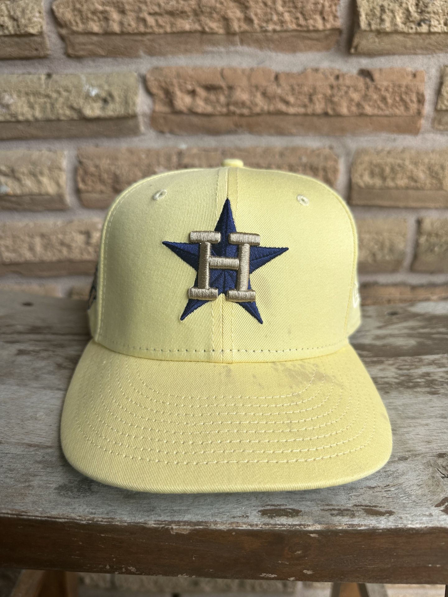 (7) New Era Exclusive Houston Astros Fitted Hat  Canary Yellow Gray UV