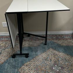 5 Ft Rolling Lightweight Hobby Sewing Table 34.5”H x 12” W when sides 