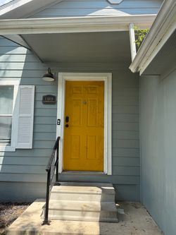 Used steel door, dented