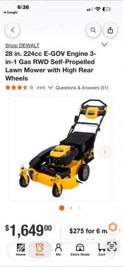 Dewalt  28 in. 224cc  lawn mover