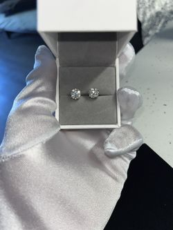 Moissanite Stud Earrings 4 Prong Screw Back 6.5mm GRA Certified Iced Earrings