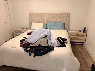 Bed no mattress with nightstands